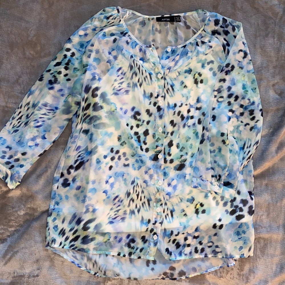 Blue cheetah-print blouse